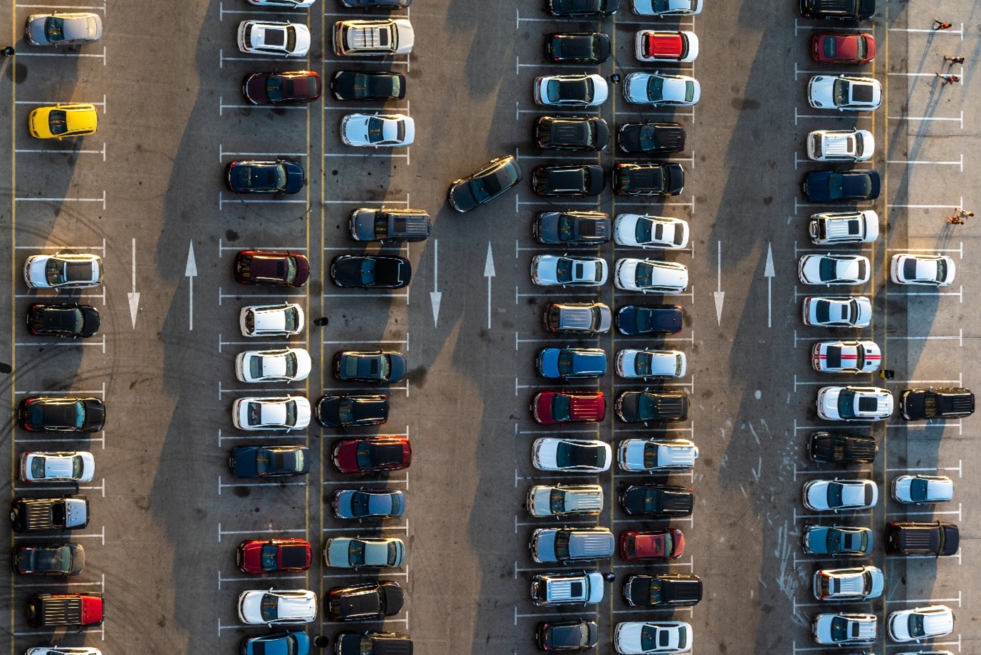 How to park in Dubai; a busy car park in Dubai, United Arab Emirates