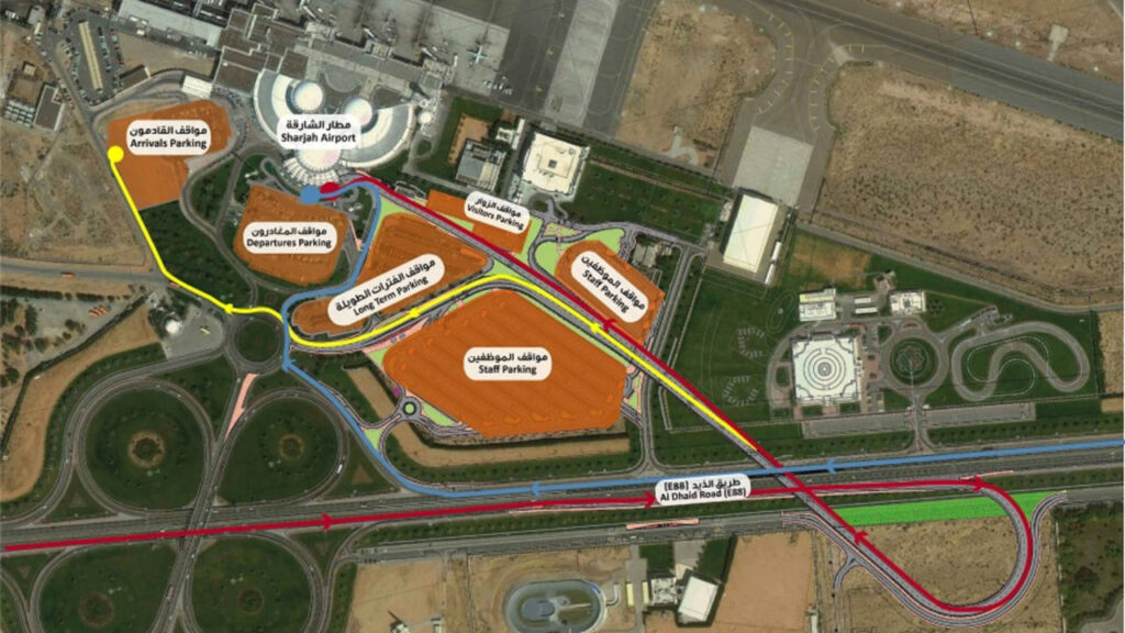 sharjah airport car parking fees fines locations timings details