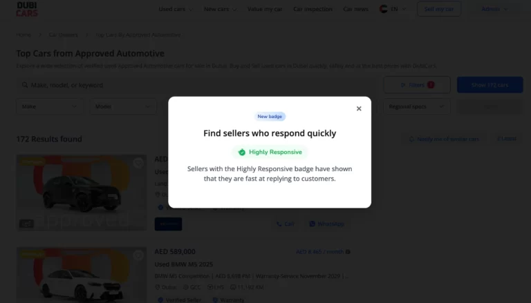 DubiCars Highly Responsive Badge Launched